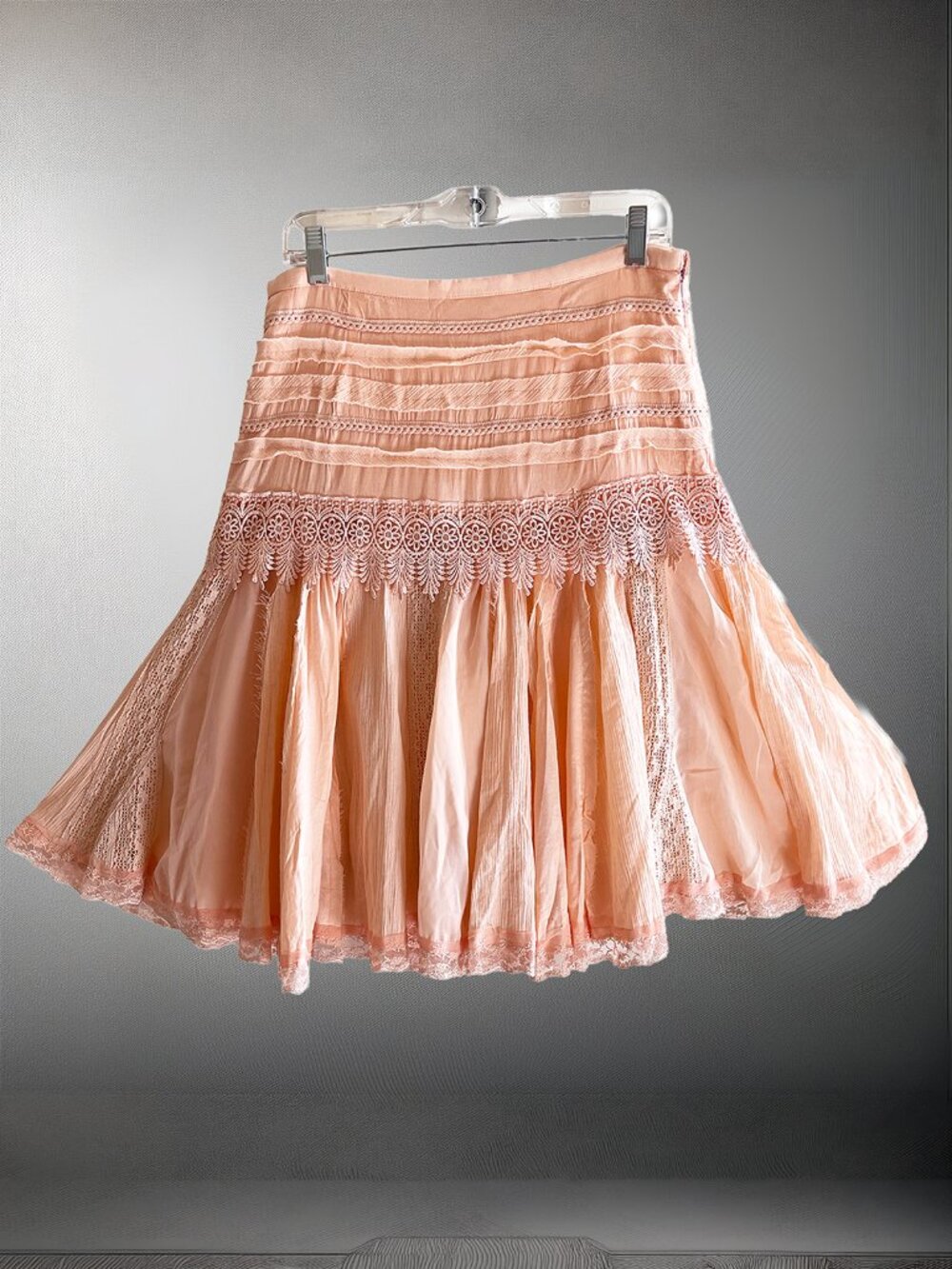 Pink Romantic Boho Lace Skirt Lucky & Coco Cottagecore Fairycore Festival SZ 12